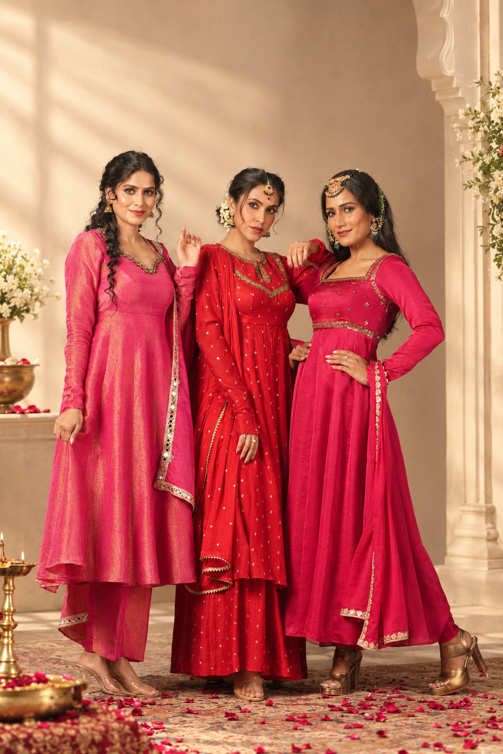 Elegant trio in festive pink