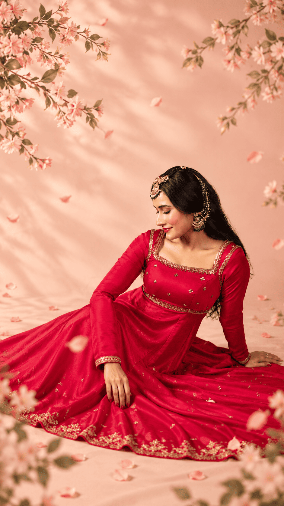 Dreamy red bridal portrait